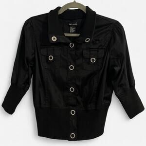 Vintage Wet Seal Y2K 2000s Satin Black Utility Style Jacket